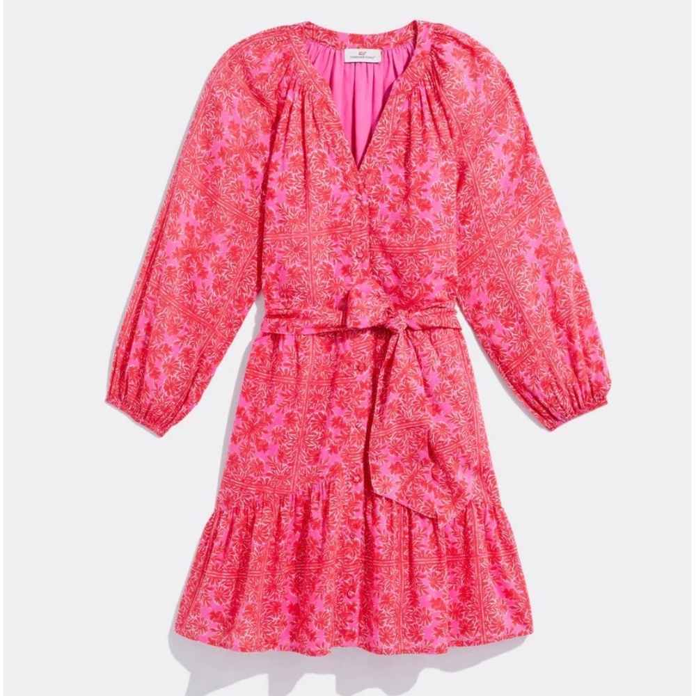 Vineyard Vines Scarf Print Tie-Waist Print Dress NWT